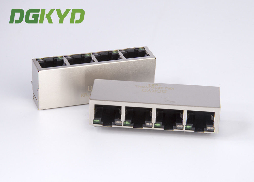 4 à commande unique à angle droit mettent en communication les connecteurs  multiples de port du cric RJ45 d'Ethernet pour le câble Ethernet